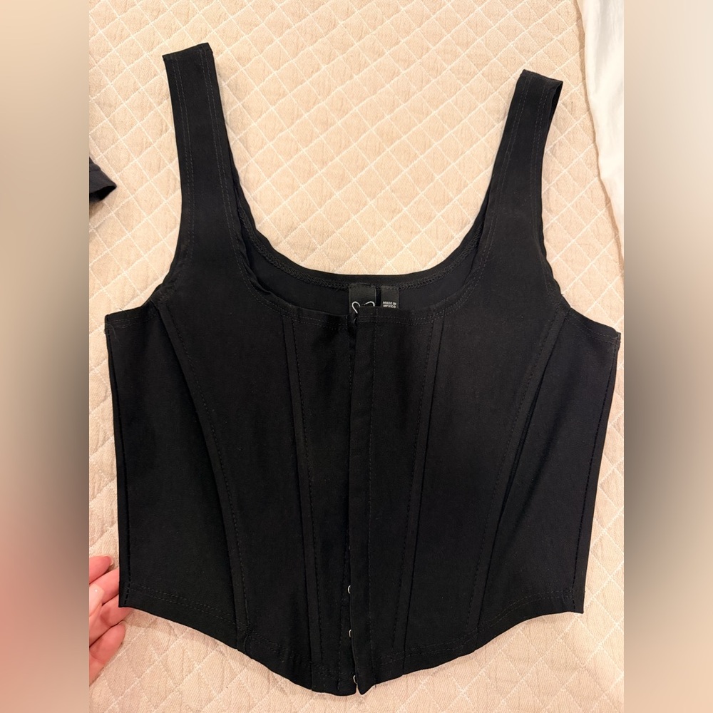 Windsor Black Scoop Neck Corset Tank Top medium